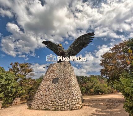 Historic Turul Bird Monument in Tatabánya, Hungary